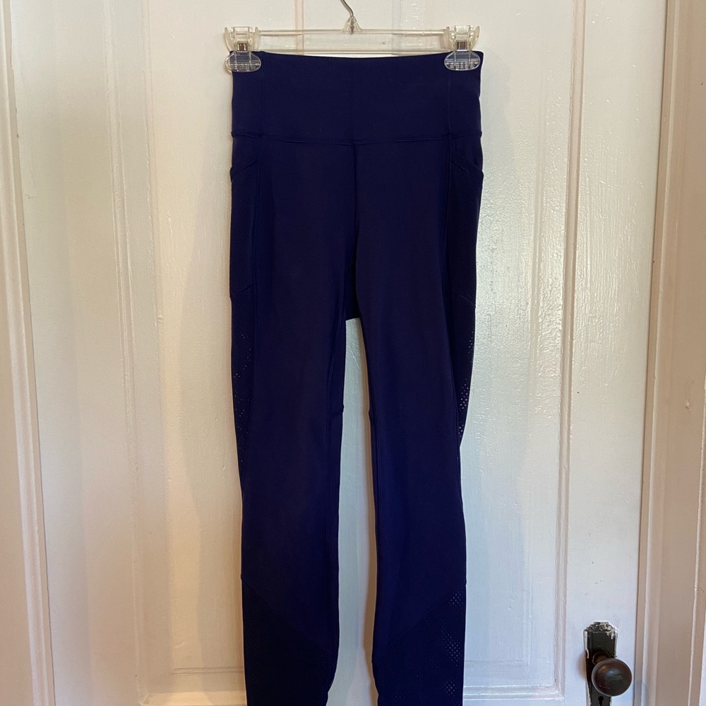 Size 6 Blue Lululemon Leggings with Mesh